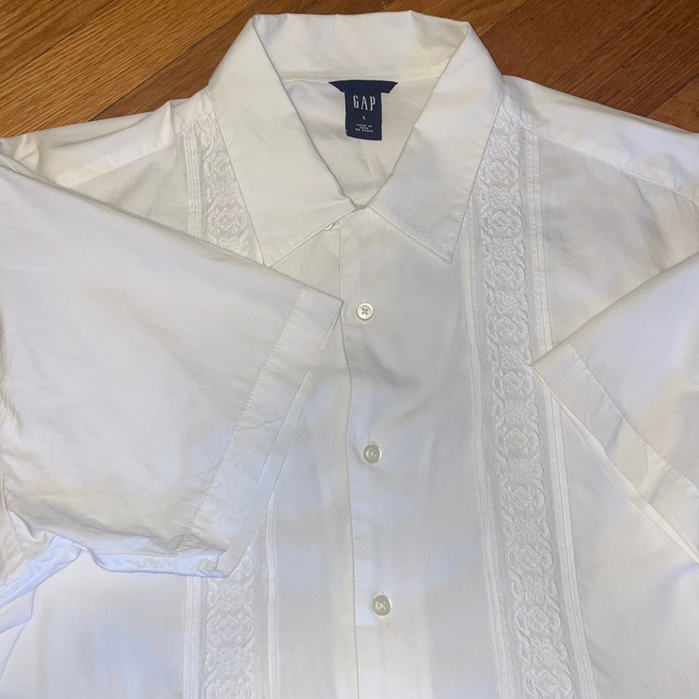 Men’s short sleeve button down size large color, white